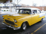  Cool old 1955 yellow and white Chevy